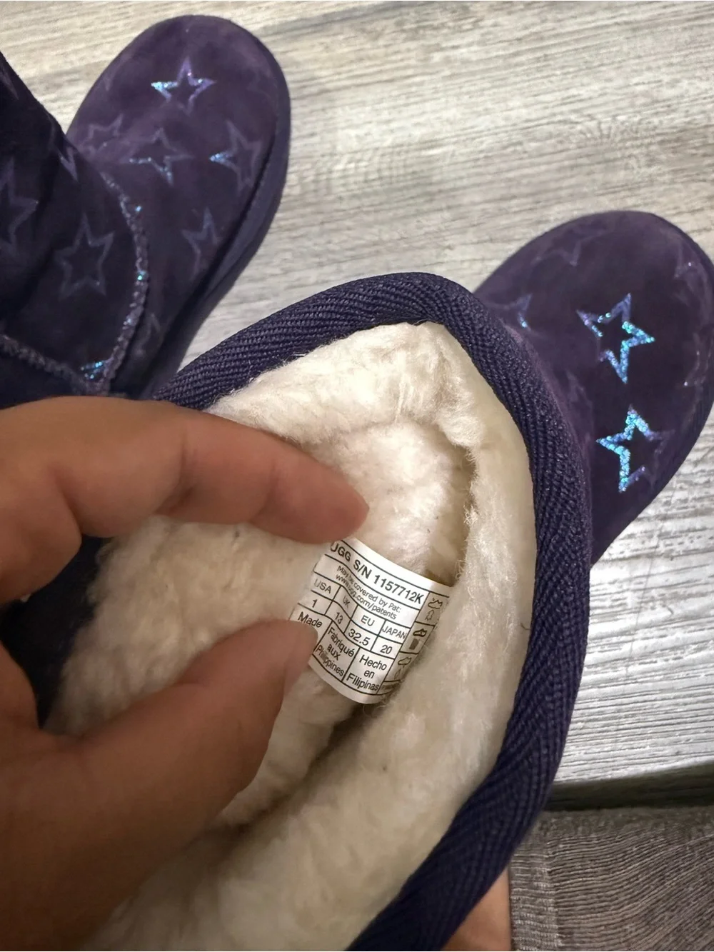UGG Classic II Purple Iridescent Star Kids Boot